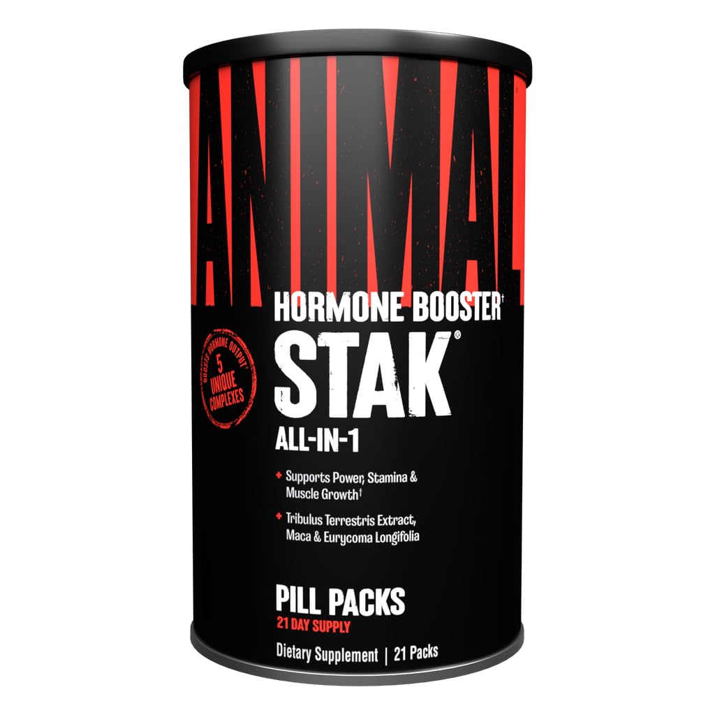 Animal Stak - Kompletny Naturalny Hormon Booster Suplement z Tribulus - Naturalny Testosteron Booster dla sportowców - Zawiera blockers Estrogen - 1 Miesiąc Cykl