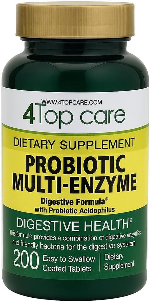 Probiotyczne Multi- Enzymy z Prebiotykami i Acidophilus Probiotyczny dla Digestive i Gut zdrowia, Zapewniając ulgę od mączki - czas dyskomfortu i wzdęcia. Suplement diety, 200.
