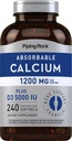 Piping Rock Wapń 1200 mg z witaminą D3 Bis 124; 240 Softgels Bis 124; 5000 IU Witamina D3 Bis 124; Absorbowalny suplement wapnia 124; Non-GMO, Gluten Free