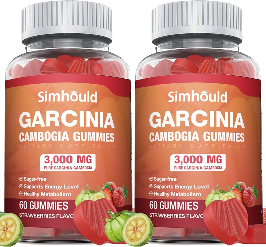 2 Pack Sugar Free Garcinia Cambogia Gummies - 3000mg 95% HCA z L-Carnitine, Energy Boost, Strawberry Flavor Gummy Łatwiej wziąć Than Pills & Kapsułki 120 Liczby