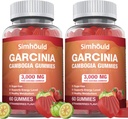 2 Pack Sugar Free Garcinia Cambogia Gummies - 3000mg 95% HCA z L-Carnitine, Energy Boost, Strawberry Flavor Gummy Łatwiej wziąć Than Pills & Kapsułki 120 Liczby