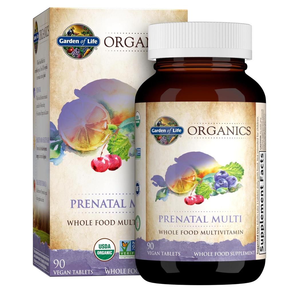 Ogród Organizatorów Życia Kobiet Prenatal Multivitamin z witaminą D3, B6, B12, C & Żelazo, Folate for Energy & Healthy Fetal Development - Organic, Non-GMO, Gluten- Free, Vegan, 90 Day Supply