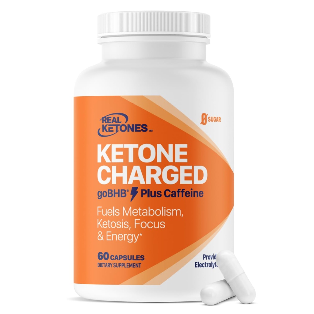 Keto BHB Salts Kapsułki - Sodu Wapń i Magnez BHB Kapsułki z kofeiną & Opatentowany goBHB Beta- Hydroksymaślan Elektrolity - Suplement z ketonów egzogennych dla zwiększonej koncentracji energii i ketozy