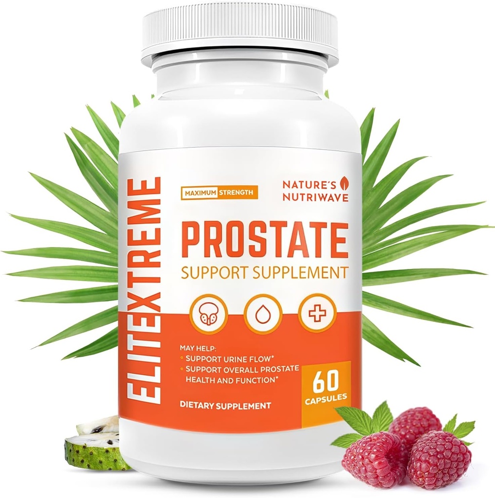 EliteXtreme Health Supplement - Natural Formula with Saw Palmetto, Sterole roślinne, Cynk, i witamin 124; Non-GMO, Made in USA, 60 Kapsułki, 1 Miesiąc dostaw