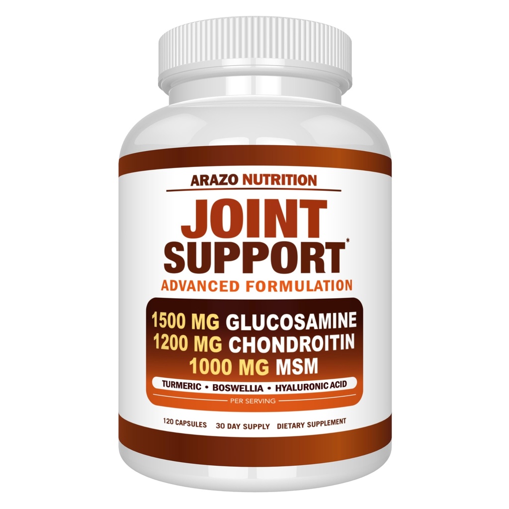 Arzo Nutrition Glukozamina Chondroitin Turmeric Msm Boswella - Joint Supplement for Relief 120 Kapsułki dla kości, Back, Knees, Hands (120 Kapsułki)
