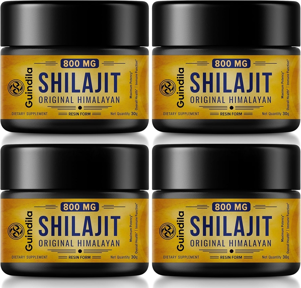 800mg Shilajit Supplement- Shilajit Pure Himalayan Organic Shilajit Resin with Maximum Potency, Original from Himalayan with 85 + Ślad minerałów i kwasu Fulvic for Focus & Energy, Immunitet, 4 opakowania