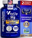 Magnezu Glycinate 200mg - USA Made Magnezu Suplement do snu, Serca, Kości, Wsparcie metabolizmu - Wysoka absorpcja Magnezu Bisglicinate Kapsułki - 120 Kapsułki żelowe