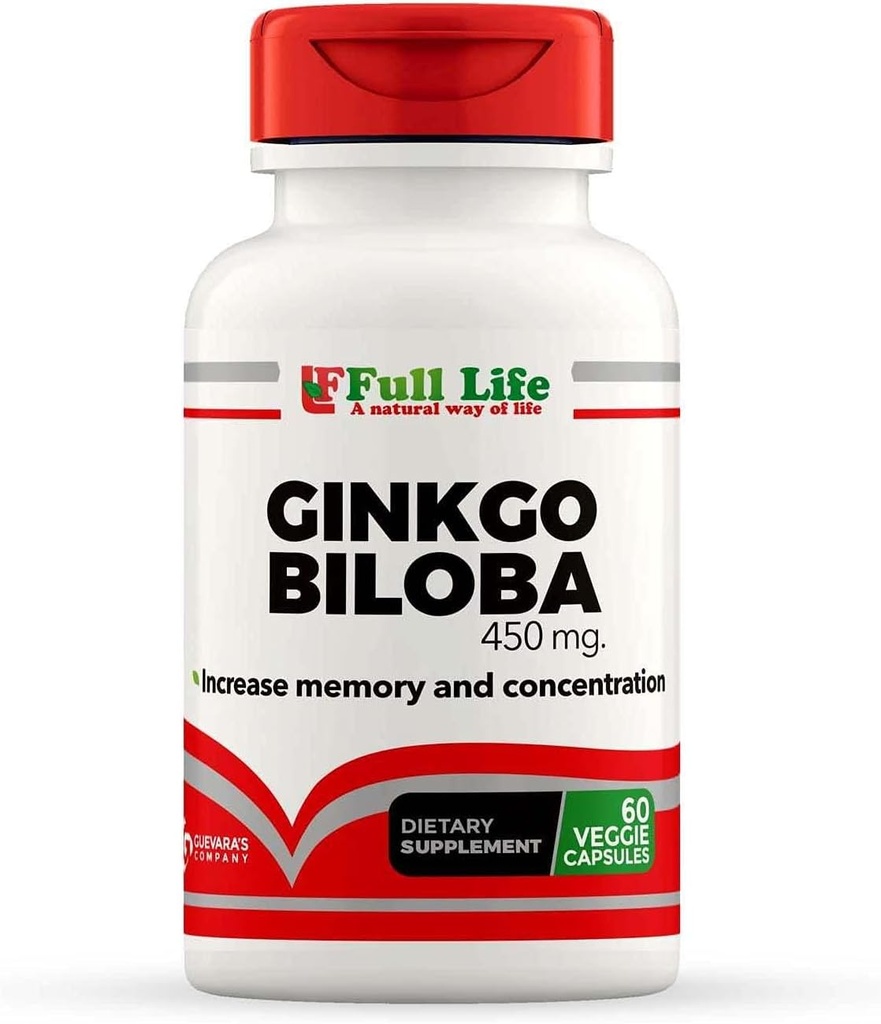 Full Life Ginkgo Biloba kapsułki - Herbal Supplement - 60 Veggie kapsułki 450mg.