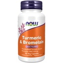Teraz żywności Suplementy, Turmeric & Bromelain (Standaryzowany ekstrakt turmeryczny) z Bromelain 2400 GDU / g, 90 Kapsułki Veg