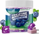 Monowodzian Kreatyny Soft Chews Complex 6400mg dla mężczyzn i kobiet - Advanced Formula W / L- Tauryna + Witamina B12, Sugar Free Chewable Supplement, 60 Blueberry Softchews