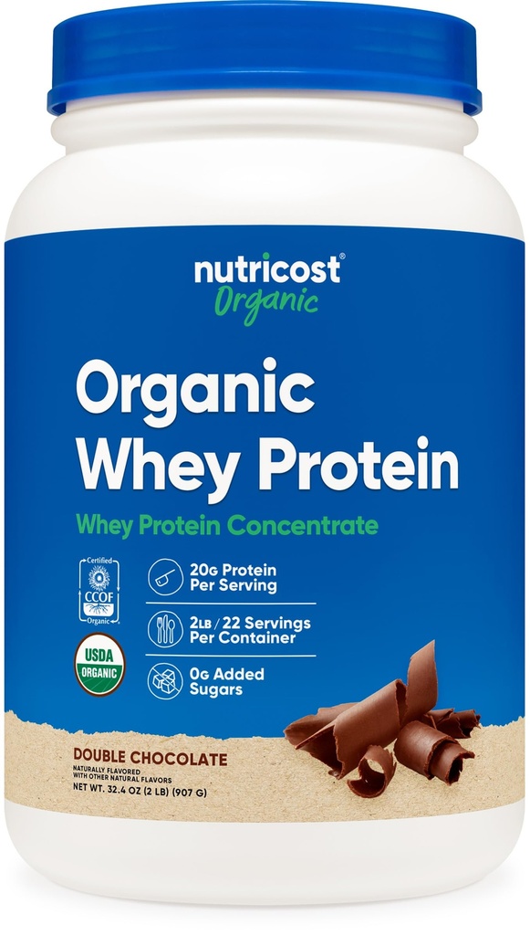Nutricost Organiczny koncentrat białka serwatki, podwójne czekoladowe aromat, (2LBS) - Gluten- Free, Non-GMO