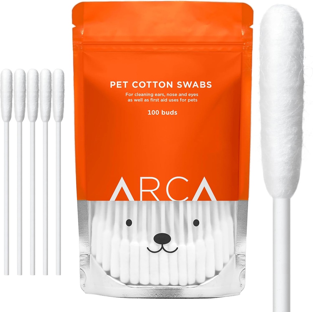 Cotton Swabs dla psów i kotów - Kot & Pies Oczyszczający Uszy Long Cotton Swab - Ekstra Long Stick, Kot & Pies Zestaw do czyszczenia Uszy dla szczeniąt i zwierząt domowych, Wielofunkcyjny Pet Cotton Swabs dla Uszy (100 Pąki)