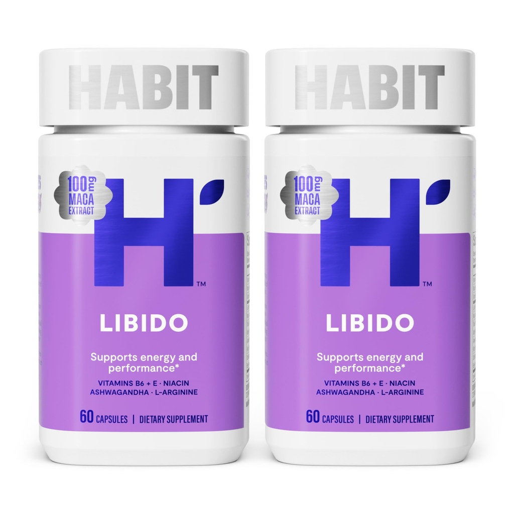 Habit Libido Supplement 2 Pack (120 kapsułki) - Nowy wygląd, Natural Aphrodisiac Mieszanka z Maca, Ashwagandha L- Arginina, Wsparcie energii i wydajności, Wegan, Non-GMO