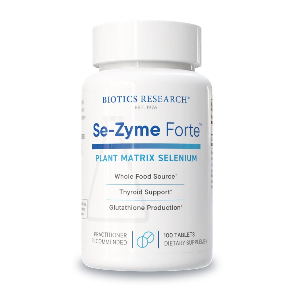 Biotics Research Se- Zyme Forte ™ - Całe źródło Selenium Żywności, Funkcja Thyroid Gland, Produkcja DNA, Zdrowie Kognitive, Potężny przeciwutleniacz, 100 Tabletki