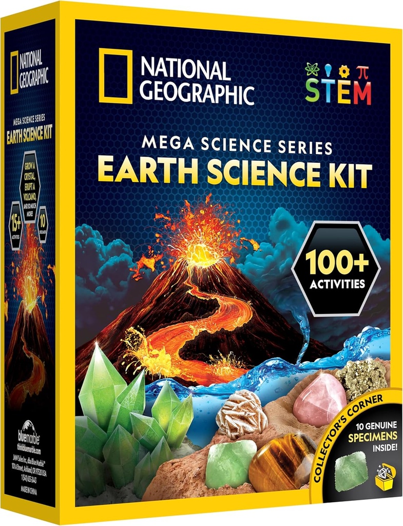 National Geographic STEM Science Kit - 15 + Eksperymenty, Crystal Growing, Volcano Kit, Dig Zestawy i Kamienie dla dzieci - ekskluzywne