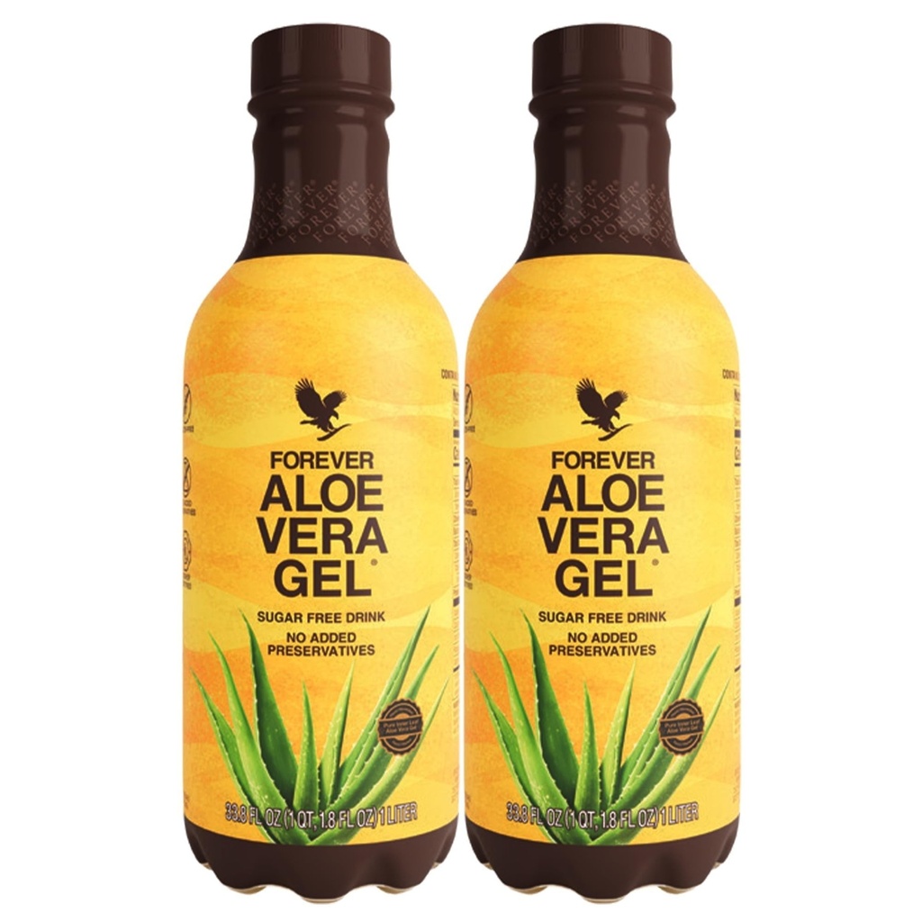 Forever Living - Forever Aloe Vera Gel - 99,7% Pure Inner Leaf Aloe Vera Juice - Preservative- Free - 33,8 fl oz (Opakowanie 2)