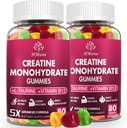 Jednowodzian Gummies - 5g dla mężczyzn i kobiet, 160 Count and Creatine Chewable Supplements for Muscle Gain, Siła mięśni, Energy Boost, and Muscle Builder, Sugar Free, Vegan
