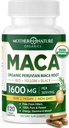 Matka Natura Organic Maca Korzeń kapsułki - 1600mg, 120 Kapsułki wegańskie - Nie GMO Peruwiański żółty, czerwony i czarny Maca dla mężczyzn i kobiet - Energia, Hormon, Mózg i waga Well- Bycie