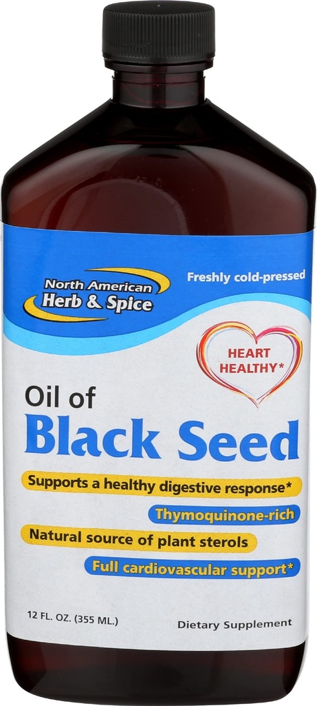 North American Herb & Spice Black Seed Oil - 12 fl. oz. - Cardioviral, Digestive & Immune Support - Zawiera dziki, Śródziemnomorski Oreganol P73 Oregano Oil - Non-GMO - 72 Total Servings