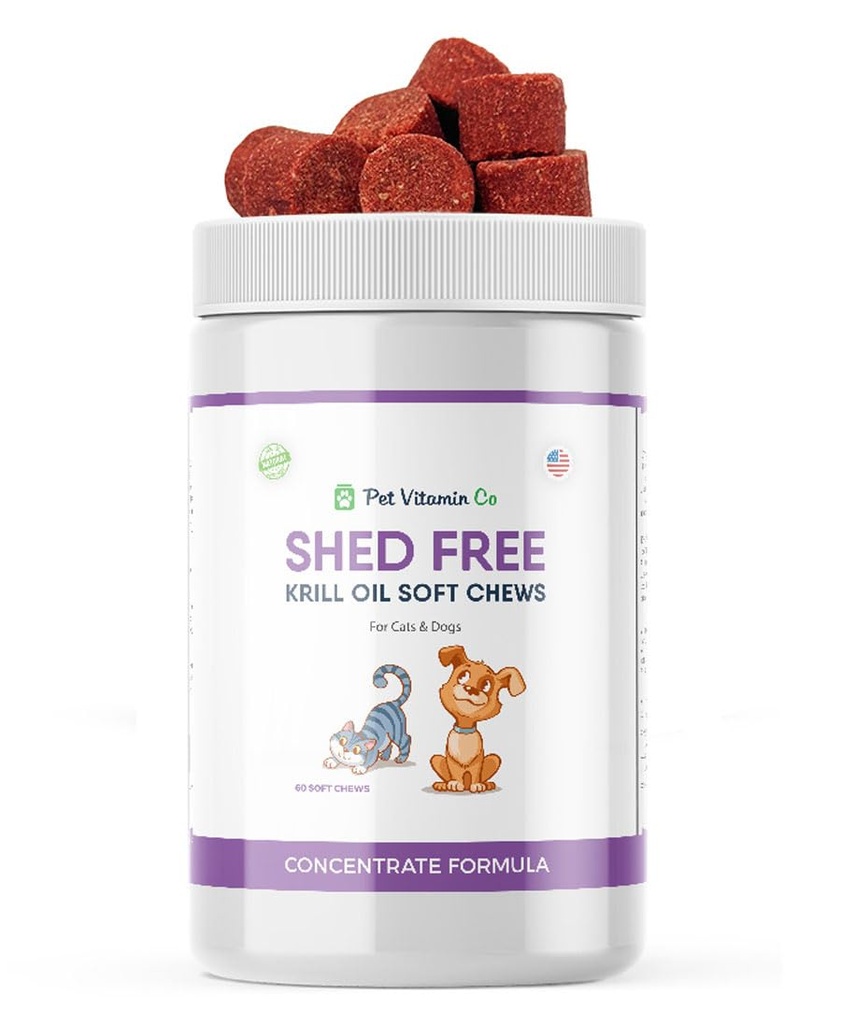 Kryll Oil Shed- Free Soft Chews for Dogs - Reduce Shedding & Swędzenie - Bogaty w Omega 3 & Przeciwutleniacze - Poprawia skórę i płaszcz - Made in USA - 60 Soft Chews