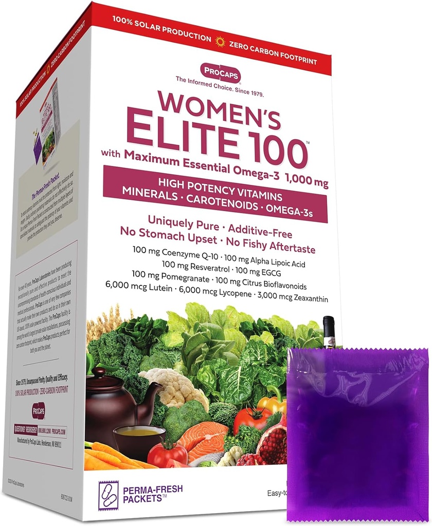 ANDREW LESSMAN Multivitamin - Women's Elite-100 with Maximum Essential Omega-3 1000 mg 120 Packets - Potent Nutrients, Essential Vitamins, Minerals, Phytonutrients and Carotenoids. No Additives