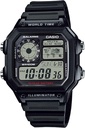 Casio AE1200WH Series i 124; Men 's Digital Watch i 124; 100M WR i 124; Multi Alarms i 124; 100 SEC Stopwatch, 124; Countdown Timer, 124; Mapa świata na świecie 124; LED Light 124; LC Analog Display 124; 10 Lat Battery