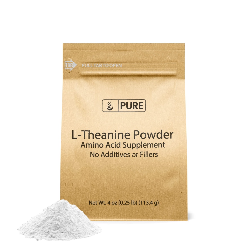 PURE ORYGINALNE WŁÓKIENNICZE L- Theanina (4 oz) Suplement aminokwasu, Brak dodatków lub wypełniaczy