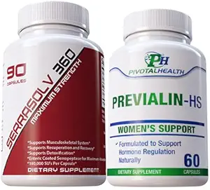 Serrraolv 360: Ekstra wytrzymałość Fibriod Package - Rozpuścić Fibroids szybko (Serrasolv 360 90 Cap & Previalin 60 Cap) Pomaga również z rozdmuchiwanie, dyskomfort i balansowanie Hormony