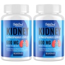 Suplement wsparcia dla nerek - Nerki Cleanse Detox z 600mg Niacinamidu i Chitosan Oligosaccharides - Fosforus-Conscious Formuła - Kapsułki wegetariańskie dla dorosłych - 2 Butelki