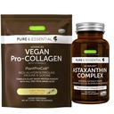 Wegański Vanilla Collagen Protein Powder + Astaksantyna Complex Vegan Bundle, Kolagen Boosting Formuła + Natural 4mg H. Pluvialis Astaksantyna do włosów, skóry i paznokci, przez Igennus