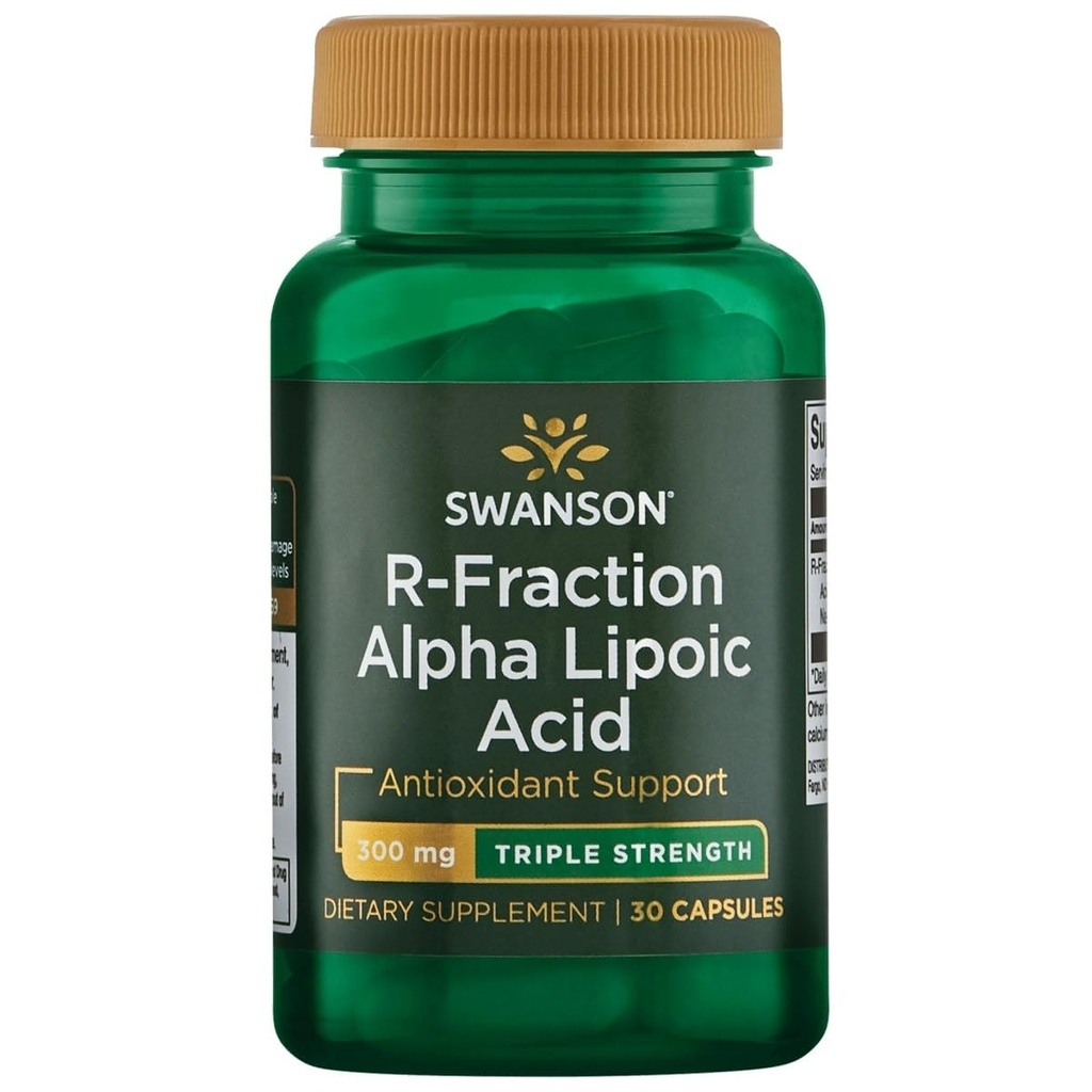 Swanson Triple Strength R- Fraction Alpha Lipoic Acid - Promotes Healthy Blood Pressure & Delivers Esential Nutricents - (30 kapsułki, 300 mg każdy)