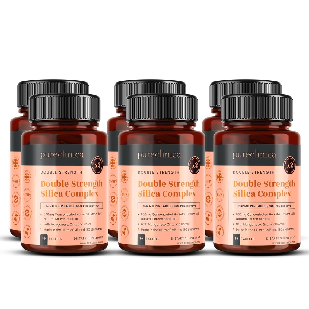 Podwójna siła Silica Complex - 18 Miesiąc dostaw! (2000mg Horsetail Extract x 540 Tabletki (6 butelek po 90))