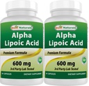 Najlepsi Naturałowie Alfa Kwas lipowy 600 mg 60 Kapsułki - ALA Potężny przeciwutleniacz (60 Licznik (Opakowanie po 2))