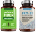 Witamina Bounty Pro- 25 Probiotyki i Prebiotyczny Pasek Włókienniczy - Fiber dietetyczny, 13 Cieśniny Probiotyczne, Gut Health, Digestive Health, Opóźnione uwolnienie - Bundle