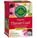 Tradycyjne Medicinals Organic Throat Coat Lemon Echinacea Herbal Herbata ziołowa, Wspiera zdrowie gardła (16 Hrabia (Opakowanie 2))