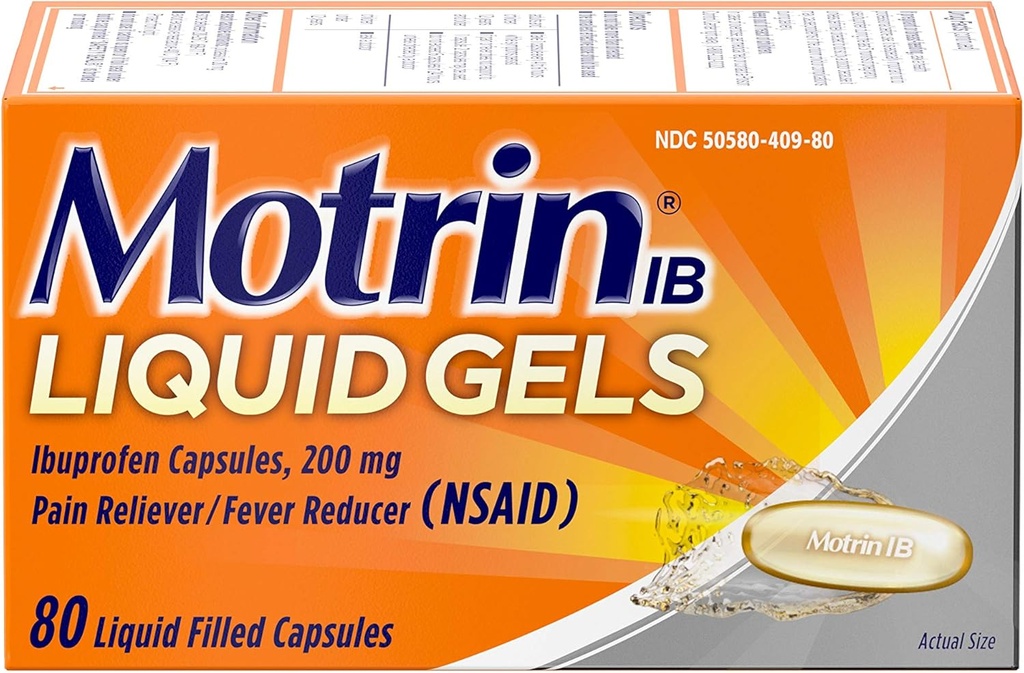 Motrin IB 200mg Ibuprofen Liquid żel Pain Reliever / Fever Reducer for Aches & Pain, 80