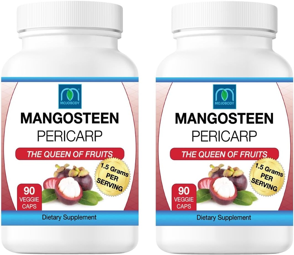 Freeze Suchy Mangosteen Pericarp Kapsułki 2PK, 1.5 Grams per Serving, 90 Kapsułki wegetariańskie na butelkę, Xanthone Rich