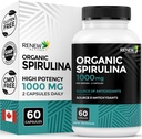 Renew Actives Organic Spirulina 1000MG na 2 kapsułki - Superfood for Men & Women - Wsparcie energii, Wellness & Immune Function - Bogaty w przeciwutleniacze i składniki odżywcze - Made in Canada - 60 kapsułki