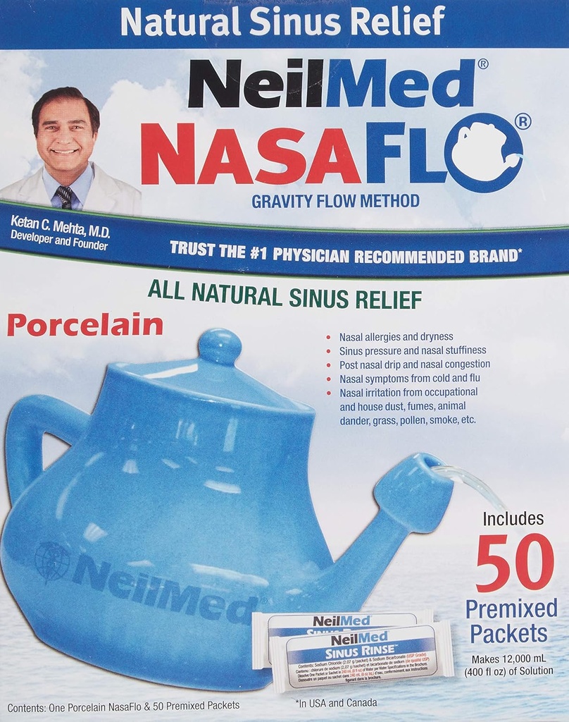 NeilMed Nasaflo Porcelain Neti Pot, 50 sztuk (opakowanie może się różnić)