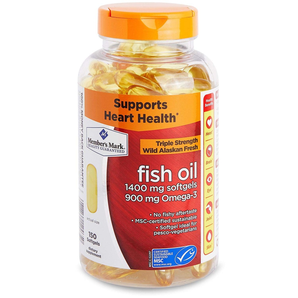 Marka członka - Omega 3, olej rybny 1400 mg (900 mg EPA / DHA), Powłoka Enteric, 150 Softgels