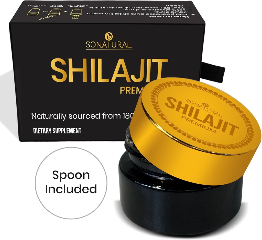 SONATURAL Shilajit Pure Himalayan Organic - 30g Premium 100% Pure Shilajit Resin with Fulvic Acid & 85 + Trace Minerals Complex for Energy & Immune Support, (2 miesiące dostaw)