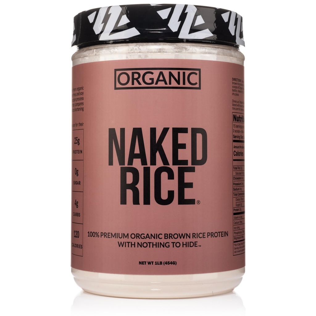 Nagi ryż 1Lb - Organiczny brązowy ryż w proszku - Wegańskie białko w proszku, GMO Free, Gluten Free & Soy Free.