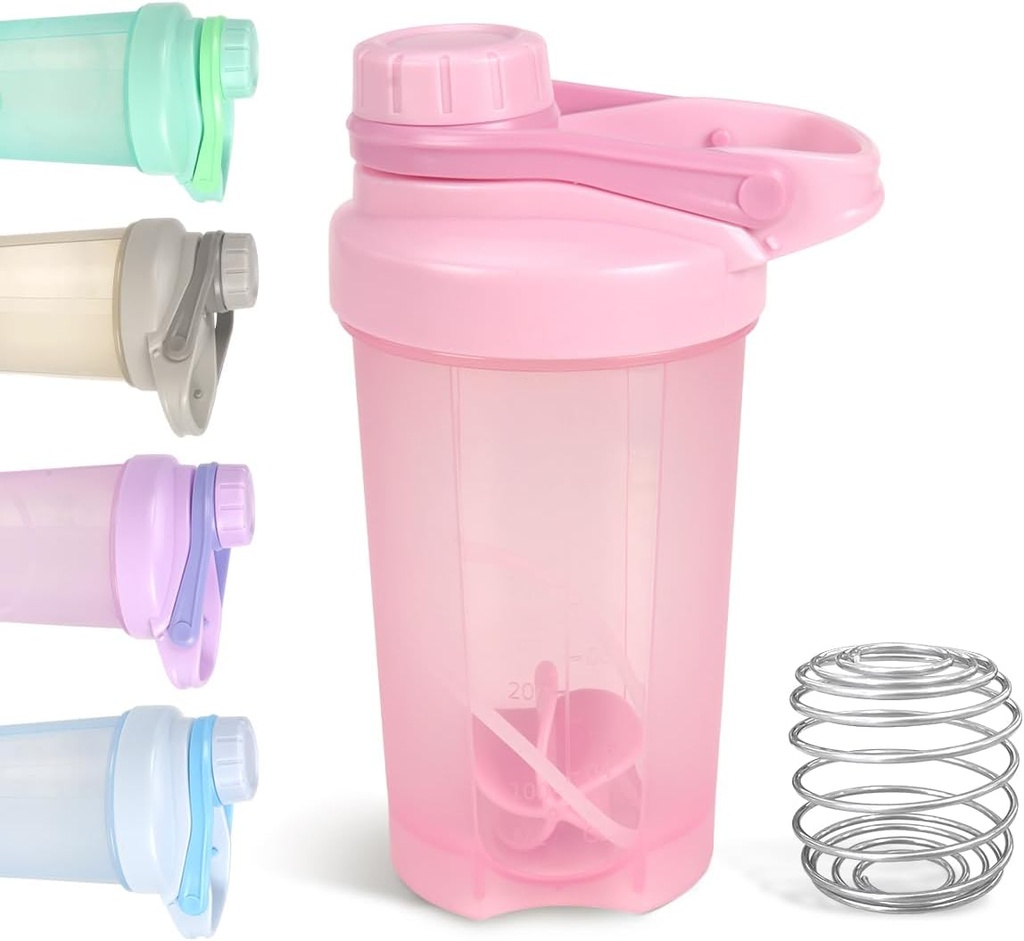 D.Y.A 16oz Shaker Butelka z przeciekiem Proof Shaker Sports Shaker Cups for Protein Shakes Shaker Butelka na przedtreningi i podróż Aby przejść BPA Free & Easy Clean Protein Shaker Bottle, Pink