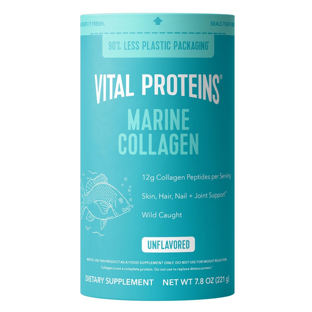 Vital Proteins Marine Collagen Peptydes Powder Supplement for Skin Hair Nail Joint - Zhydrolizowany Collagen - 12g na Serving - 7.8 Oz Canister