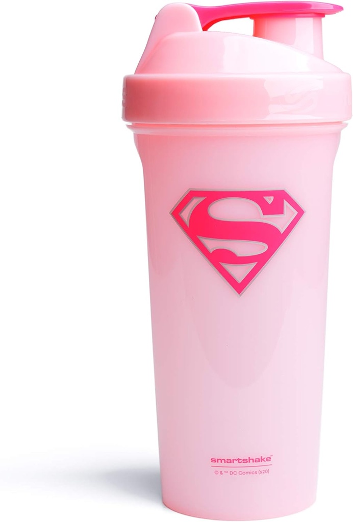 Smartshake Lite Justice League Protein Shaker Butelka 800ml - DC Comics Water Bottle, Leakproof BPA Free Gym Shaker And Protein Powder (Supergirl)