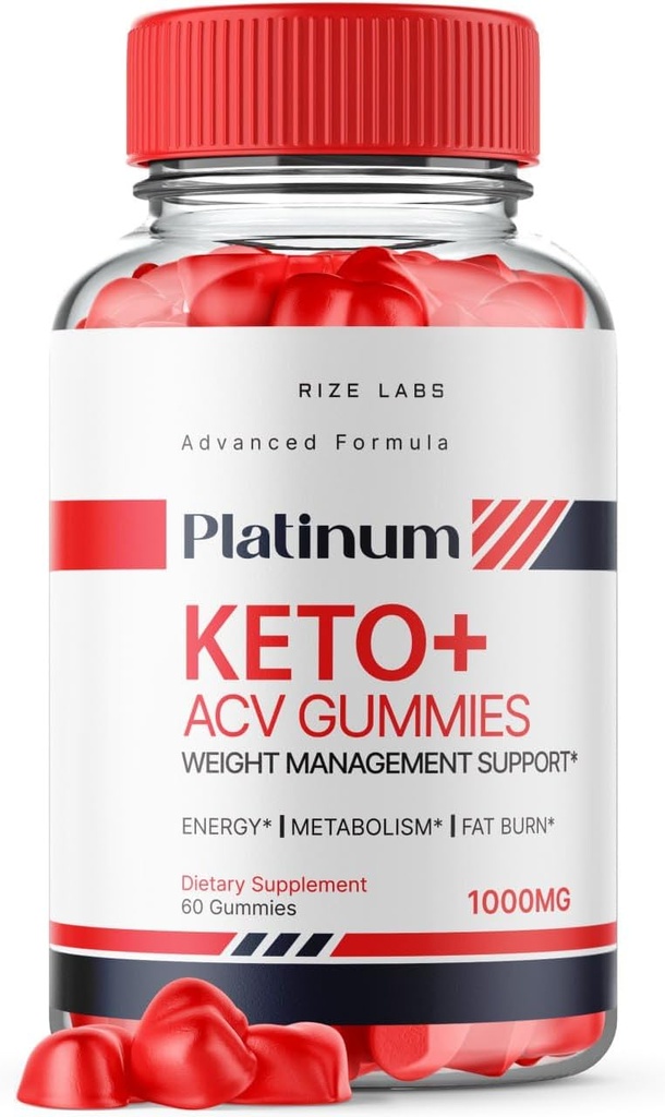 Rize laboratoria Platinum Keto AVC Gummies dla zaawansowanej utraty wagi, Suplement dla maksymalnej siły Gomitas (60 Gummies)