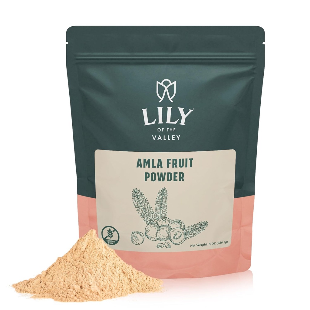 Lily of the Valley Amla Berry Powder (Amalaki) - Idealny do gotowania i pielęgnacji urody - Bogaty w przeciwutleniacz i witaminę C - Naturalny, Wegan & Gluten- Free - Packed in Resealable Pouch (16oz, 453g)