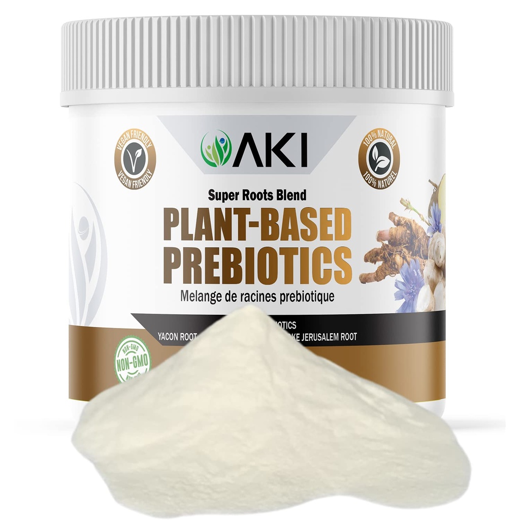 AKI Plant- Based Prebiotic Blend (6oz / 170g) - Idealne źródło FOS & Inulin - Nourish Instinal Flora & Immunity - Idealny do shakes protein, Sok, Smoothies - Keto Friendly, Wegan, Gluten & GMO Free
