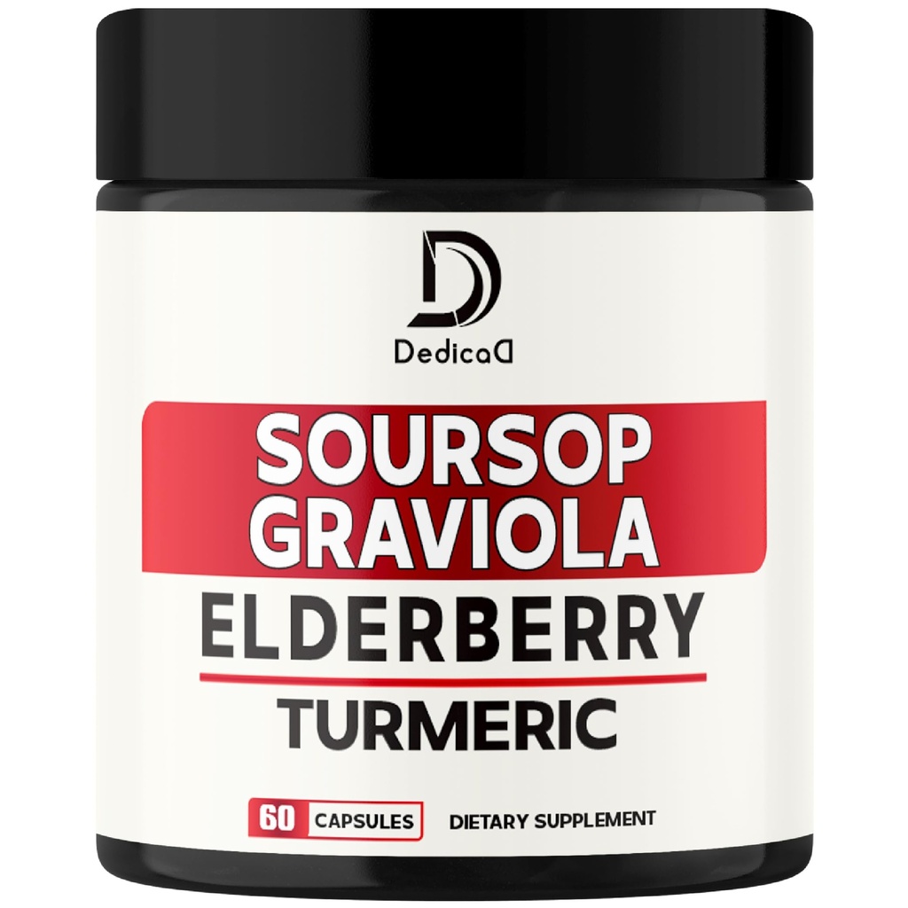 11in1 Kapsułki Graviola Soursop - Mieszane z Elderberry, Turmeric, Ginger, Thistle mleka, Żurawina i więcej - Wsparcie pozytywne nastroju, System immunologiczny i zarządzania ciałem
