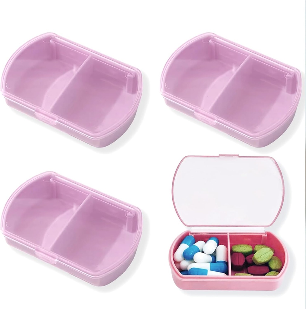 4PCS mały pill Case Travel Pill Box Cute Pill Organizer for Purse Portable Daily Medicine Organizator 2 Komora Pill Holder dla witamin, Olej rybny, Suplementy
